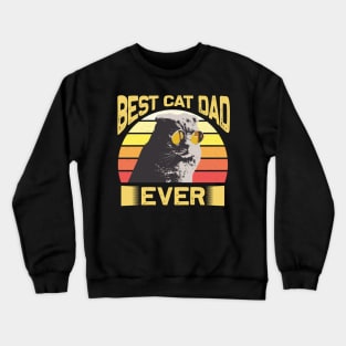 Best Cat Dad Ever Vintage Retro Sunset Crewneck Sweatshirt